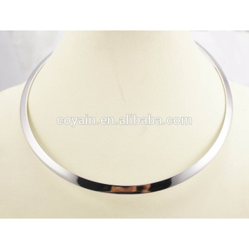 Western Style women shiny silver thin round circle Metal choker torques necklace